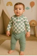 Conjunto Body e Calça Canelado - Xadrez Verde - Ame Kids