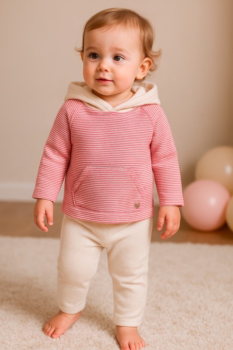 Conjunto Blusa Manga Longa e Calça - Sustentável Pink - Ame Kids