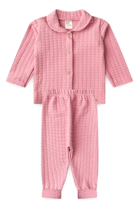 Conjunto Blusa e Calça Bubble Menina - Rosa - Ame Kids
