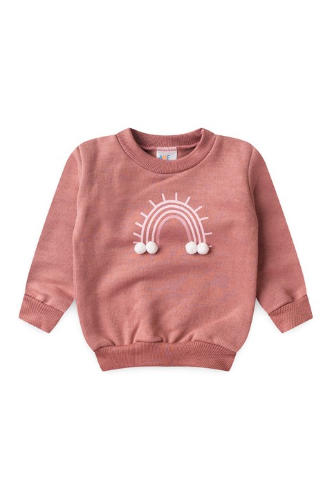 Conjunto Blusa Pompom Manga Longa e Calça Moletom - Rosê - Ame Kids