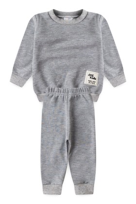 Conjunto Infantil Bebê Blusa Manga Longa e Calça Moletom - Mescla - Ame Kids