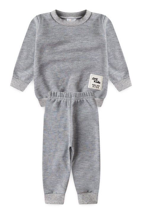 Conjunto Blusa Manga Longa e Calça Moletom - Mescla - Ame Kids