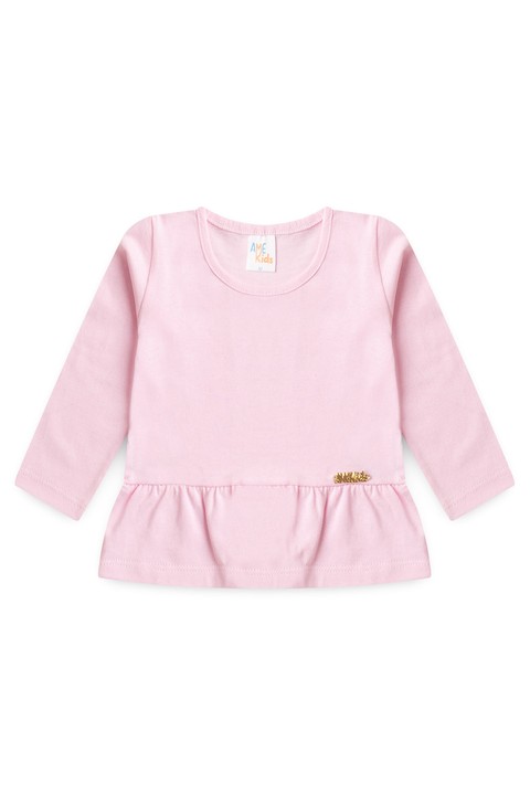 Conjunto Blusa com Babado e Calça Menina - Rosa Bebê - Ame Kids