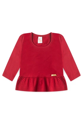 Conjunto Blusa com Babado e Calça Menina - Vermelho - Ame Kids