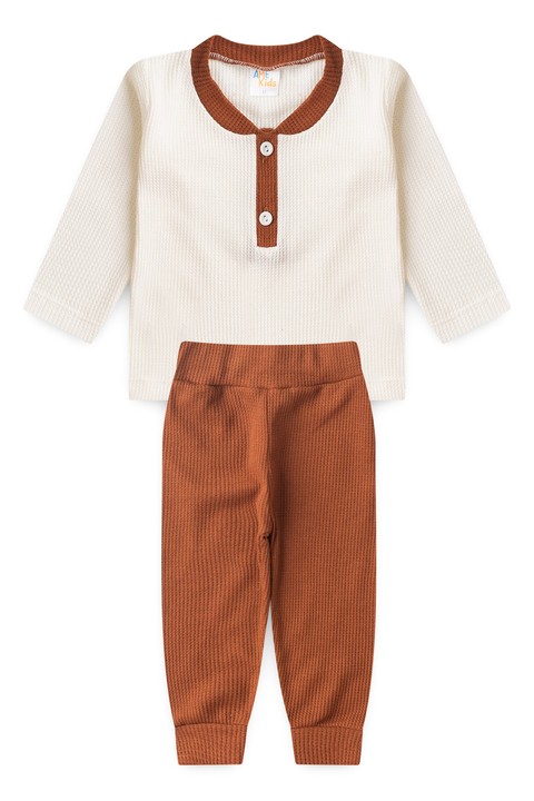 Conjunto Blusa Manga Longa e Calça Moscou - Avelã - Ame Kids