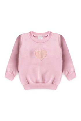 Conjunto Blusa Manga Longa Coração e Calça Moletom - Rosa - Ame Kids