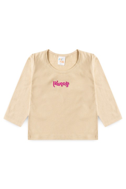 Conjunto Blusa Princess e Calça  Menina - Areia - Ame Kids