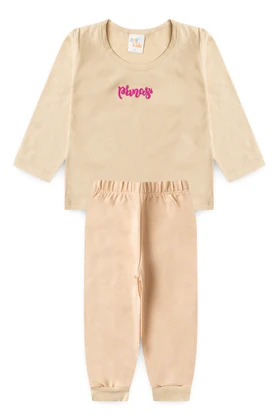 Conjunto Blusa Princess e Calça  Menina - Areia - Ame Kids
