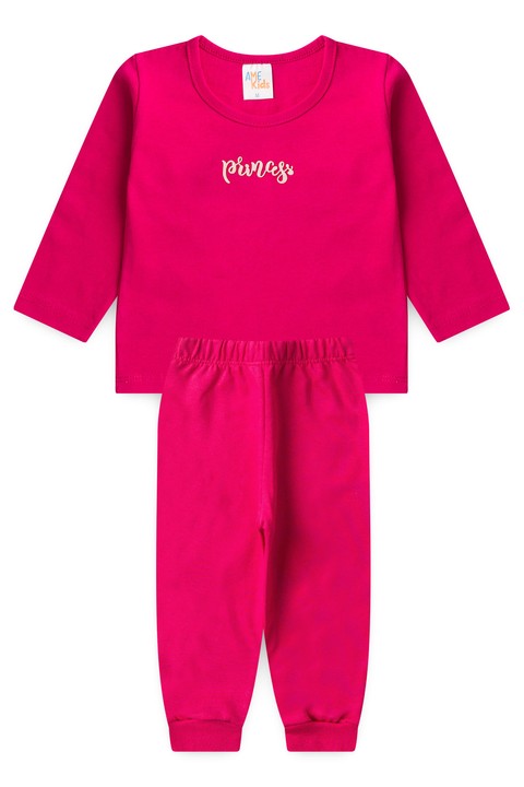Conjunto Blusa Princess e Calça  Menina - Rosa - Ame Kids