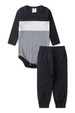 Conjunto Body Tricolor Canelado Menino - Preto - Ame Kids