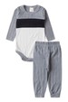 Conjunto Body Tricolor Canelado Menino - Mescla - Ame Kids