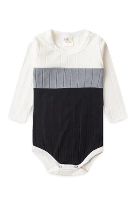 Conjunto Body Tricolor Canelado Menino - Off-White - Ame Kids