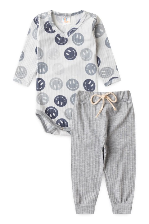 Conjunto Body Canelado Menino - Smile - Ame Kids