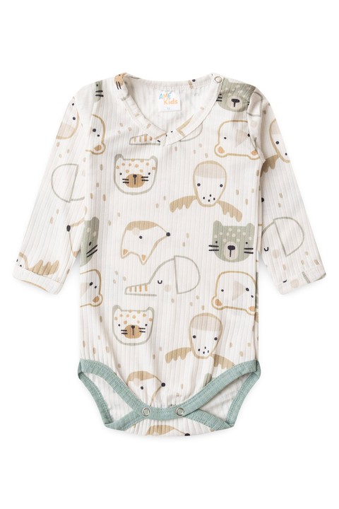 Conjunto Infantil Bebê Body Canelado Menino - Bichinhos - Ame Kids