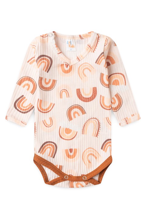Conjunto Body Canelado Menino - Avelã- Ame Kids