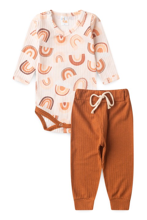 Conjunto Body Canelado Menino - Avelã- Ame Kids