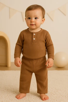 Conjunto Blusa Manga Longa e Calça Moscou - Avelã - Ame Kids
