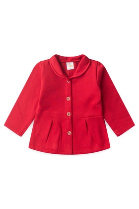 Conjunto Blusa Botões e Calça Moletom Menina - Vermelho - Ame Kids