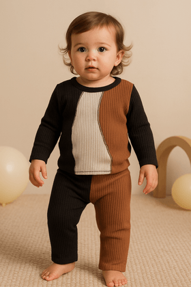 Conjunto Blusa e Calça Santorini Tricolor -  Tricolor  Preto - Ame Kids