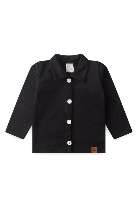 Conjunto Casaco Botões e Calça Moletom - Preto - Ame Kids