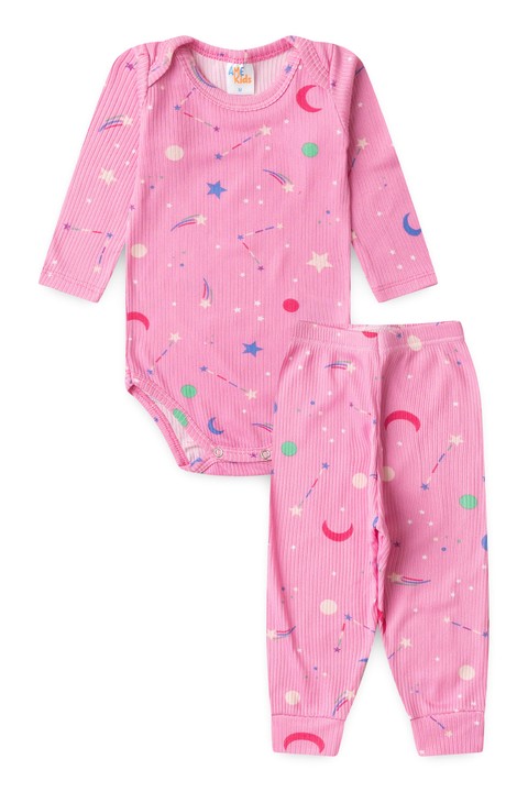 Conjunto Canelado Light Longo - Espaço Rosa - Ame Kids