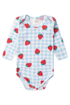 Conjunto Canelado Light Longo - Moranguinho Azul - Ame Kids