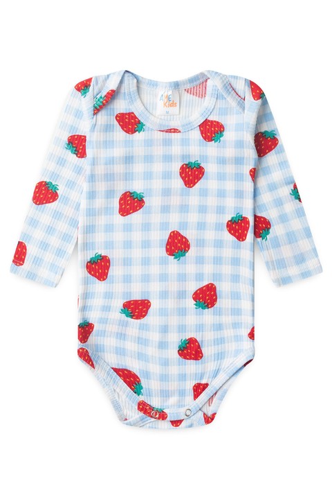 Conjunto Canelado Light Longo - Moranguinho Azul - Ame Kids