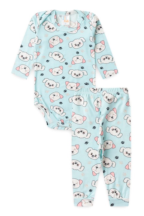 Conjunto Suede Longo Estampado - Cachorrinho - Ame Kids