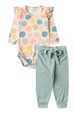 Conjunto Body Canelado Menina - Smile Bege - Ame Kids