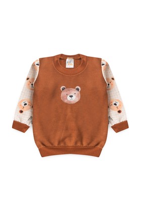 Conjunto Blusa Manga Longa e Calça Moletom - Ursinho Avelã - Ame Kids