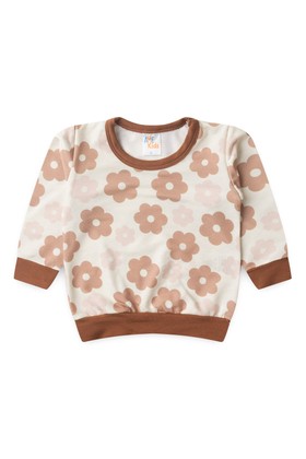 Conjunto Blusa Manga Longa e Calça Moletom - Flores Avelã - Ame Kids