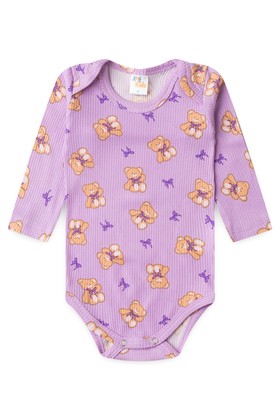 Conjunto Canelado Light Longo - Urso Lilás - Ame Kids