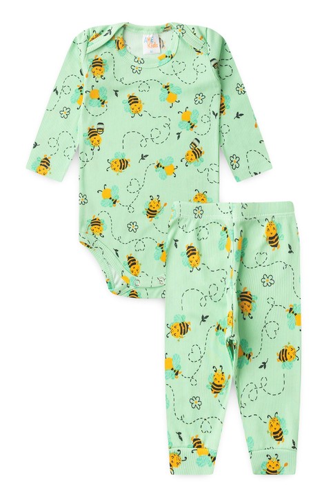 Conjunto Canelado Light Longo - Abelha - Ame Kids