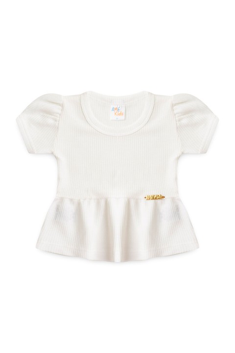 Conjunto Blusa Shorts Menina Moscou - Off-White - Ame Kids