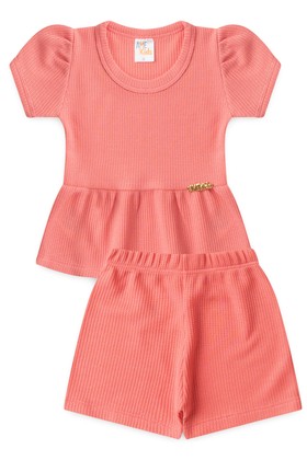 Conjunto Blusa Shorts Menina Moscou - Pêssego - Ame Kids
