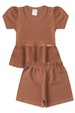 Conjunto Blusa Shorts Menina Moscou - Doce de Leite - Ame Kids