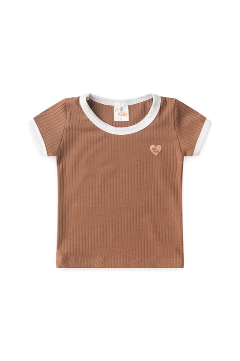 Conjunto Blusa Shorts Canelado Menina - Doce de Leite - Ame Kids