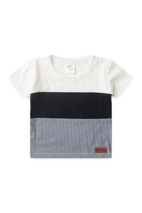 Conjunto de Blusa e Shorts Canelado Tricolor - Off-White - Ame Kids