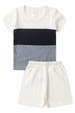 Conjunto de Blusa e Shorts Canelado Tricolor - Off-White - Ame Kids