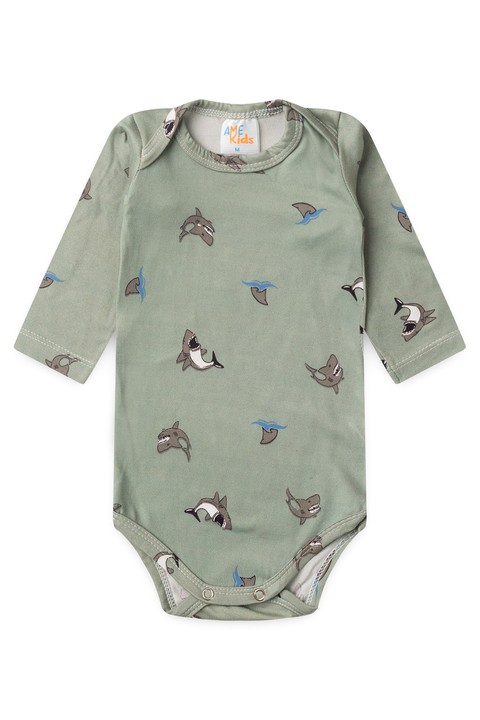 Conjunto Suede Light Longo Estampado - Tubarão Verde - Ame Kids