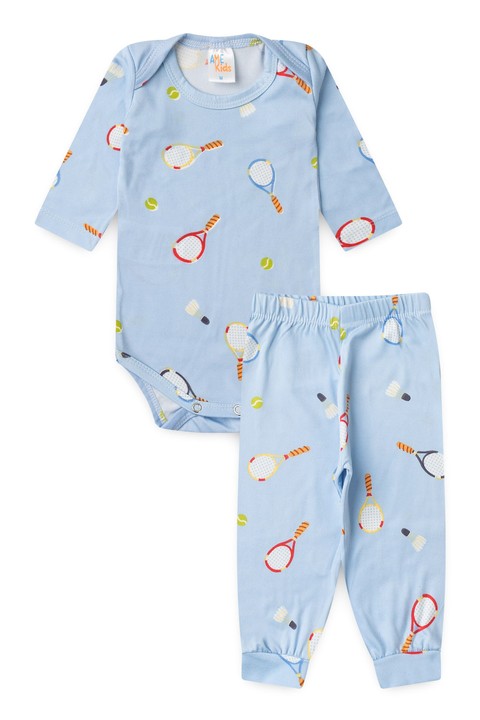 Conjunto Suede Light Longo Estampado - Raquete Azul - Ame Kids