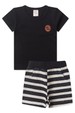 Conjunto de Meia Malha e Moletinho Ecosustentável Listrado - Preto - Ame Kids