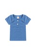 Conjunto Blusa Canelada Curta com Botões Menino - Azul Rivera - Ame Kids