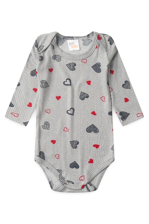 Conjunto Canelado Light Longo - Coração Mescla - Ame Kids