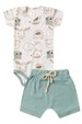 Conjunto Body Canelado Curto Menino - Bichinhos - Ame Kids