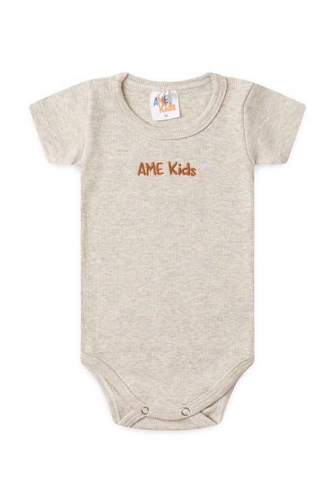 Conjunto Body Canelado e Short Sustentável - Bege e Avelã - Ame Kids