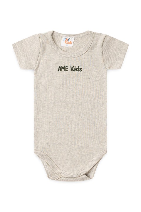Conjunto Body Canelado e Short Sustentável - Bege e Verde - Ame Kids