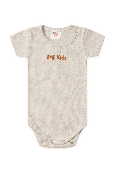 Conjunto Body Canelado e Short Sustentável - Bege e Off-White - Ame Kids