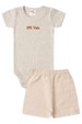Conjunto Body Canelado e Short Sustentável - Bege e Off-White - Ame Kids