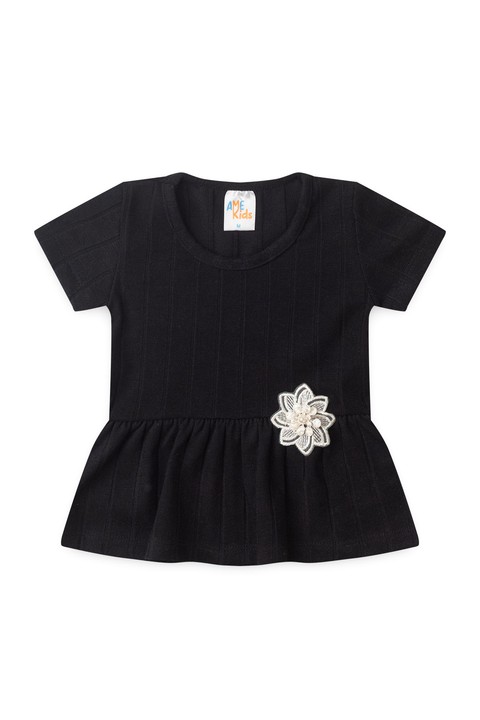 Conjunto Blusa Shorts Milano Menina - Preto - Ame Kids